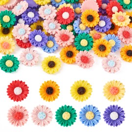 PandaHall 54 Pieces Sunflower Beads Resin Flatback Cabochons Daisy No Hole Flower Embellishments for DIY Scrapbooking Hair Pins Jewelry Making