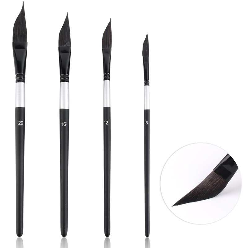 4PCS Watercolour Brushes,Dagger Brush,Striping Brushes Long Liner for Acrylic Oil