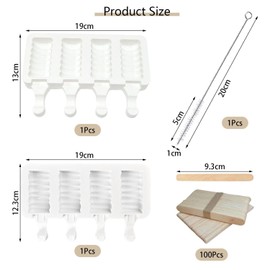 2 Pieces Ice Lolly Moulds, 100 Ice Lollies, 1 Cleaning Brush, DIY Ice Lolly Tray, Ice Lolly Tray