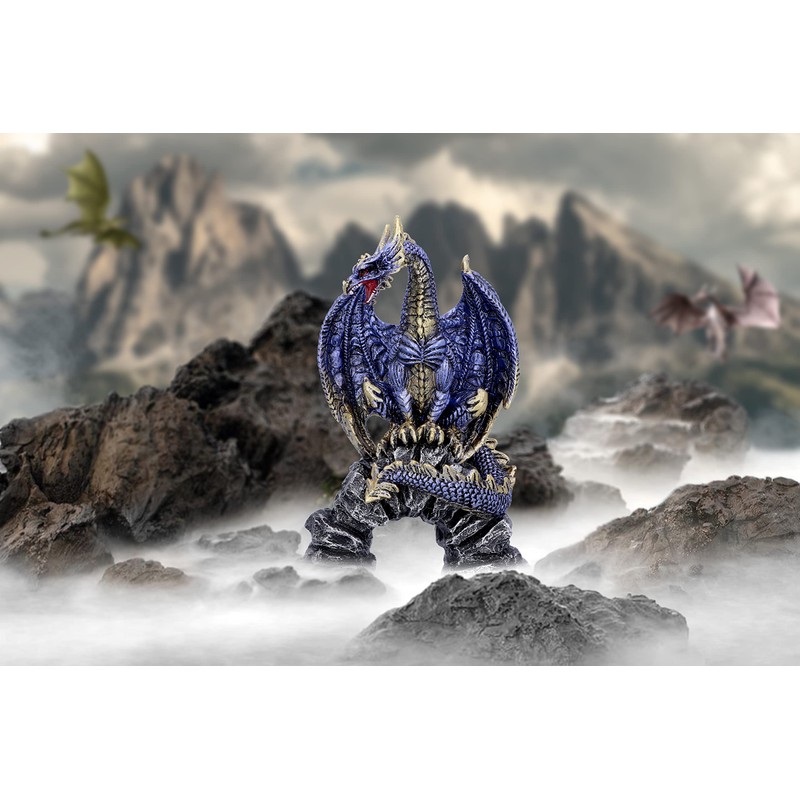 Nemesis Now Acko Dragon Figurine, Blue, 15.5cm