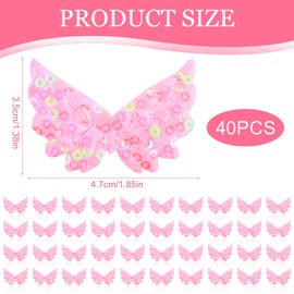 40pcs Small Angel Wings for Crafts, Pink 5 cm, Angel Wings Crafts, Angel Wings Small Sequin Wings, Sequin Wings Patches for DIY Projects, Patches for Clothes, Bags and Home Decoration