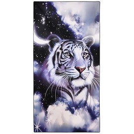OHTMTHO Oversized Beach Towel Quick Dry Sand Free Lightweight Microfiber Beach Towels for Swim Pool Camping Travel, Bengal White Tiger, 36"x72"