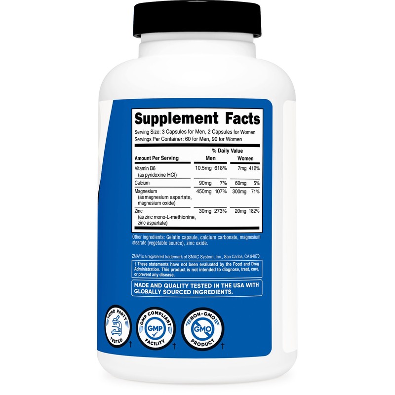 Nutricost ZMA 180 Capsules - Non-GMO and Gluten Free ZMA