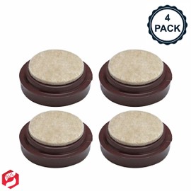 SUL Castor Caster Cup With Felt Pad Non Slip Floor Protector Glide For Chair Leg, Sofa Protect Wood Laminate Floor Tile Lino Floor From Scratch Dimension 66mm -4pk – Brown