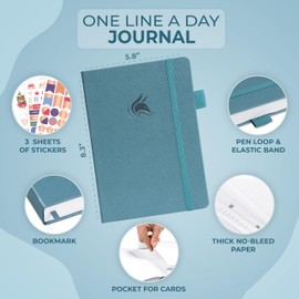 Clever Fox One Line A Day Journal – 5-Year Memory Notebook – Daily Time Capsule Diary for Women & Men –Five-Year Day-by-Day Planner (Aquamarine)
