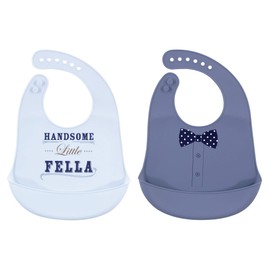 Little Treasure Unisex Baby Silicone Bibs, Handsome Fella, One Size