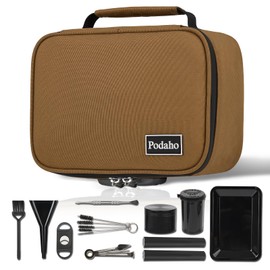 PODAHO Brown Travel Odorless Bag with 10PCS Accessories, Portable Smell Proof Box Case with Combination Lock, Great Gift.