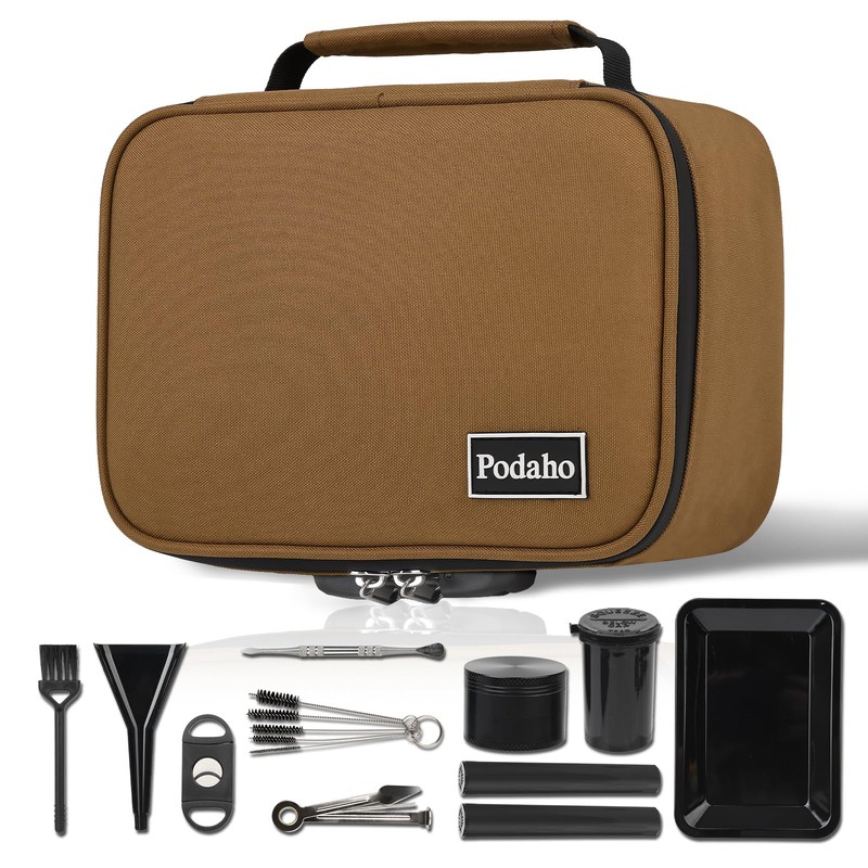PODAHO Brown Travel Odorless Bag with 10PCS Accessories, Portable Smell