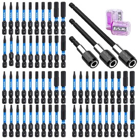 65PCS Hexagon Screwdriver Bit Set, S2 Steel Screwdriver Bit Set With CNC Machining Tool Head And Self-locking Quick Connect Extension Rod, Magnetic Rings, For Home Construction, Woodworking, Building