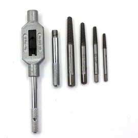 TDR 5pc Screw Extractor Set Carbon Steel Stud Bolt Broken Screw Removal Tool Kit Heavy Duty Left Hand Thread DIY Trade Tool Box Essential