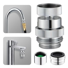 Sink Faucet to Garden Hose Adapter, Swivel Faucet Adapter Kit with Aerator, Multi-Thread Garden Hose Adapter for Kitchen & Bathroom, Chrome