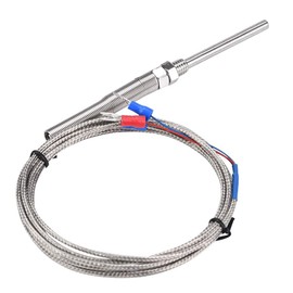 Nimoa Gas Thermocouple, M8 Thread PT100 Thermocouple Platinum Resistance Thermocouple 50mm Probe Temperature Sensor Line 0-400℃(2M)