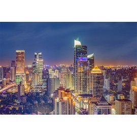 YongFoto 2.2 x 1.5 m Photo Background American New York City Night View Cityscape Modern Building Shining Lights Nature Photography Background Photo Shooting Portrait Party Children Wedding Photo