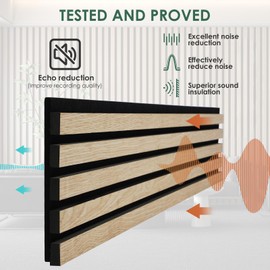 VallisCo 4-Piece Wood Slat Acoustic Panels for Stylish Decor - 94.5" x 7.87"Acoustic Wood Wall Panels 3D Wood Slat Wall Panel Acoustic Wood Panels for Ceiling and Wall White Oak