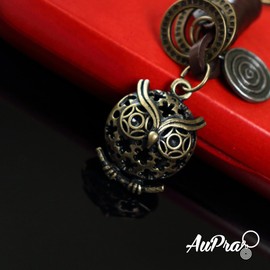 AuPra Special Keyring Gifts for Women & Men | Handcrafted Leather Unique Key Rings | Cute Key Charm Vintage Accessory For Her & Him (Owl)