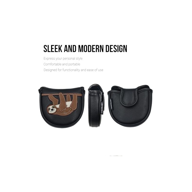 PU Leather Waterproof Golf Club Mallet Putter Covers Protector,Sloth