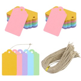 150PCS Colorful Gift Tags, Small Paper Tags with String Gift Wrapping Tags for Birthday Party Gift Box Wedding Name Cards（Dark and Light Colors Random）