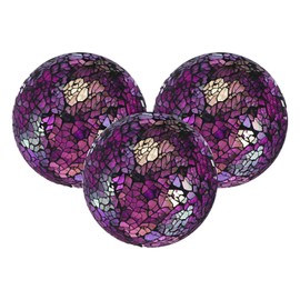 M METERXITY 3-Pack Decorative Ball for Bowls, 4 Inch Mosaic Glass Balls Decorative Glass Orbs for Home Decor/Dining Tables/Wedding Party/Coffee Table/Centerpiece Decor [Purple]