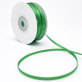 Capesaro Green Ribbon - 1/8 inch x 100 Yards Double Face Solid Color Thin Satin Ribbon for Gift Wrapping Flowers Bouquet Baby Hair Accessories Wedding Birthday