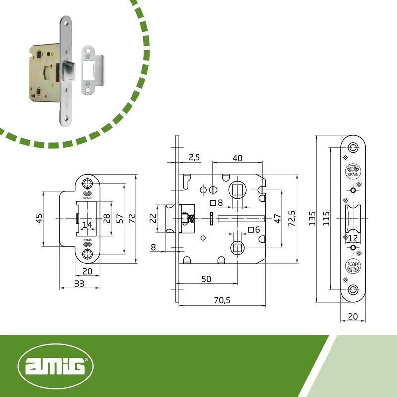 Amig - 2001 model united door handle for wooden doors