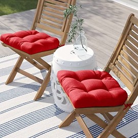 Comfy 2 Piece Chaise Lounge Cushion Outdoor 19'' W x 19'' D, Tufted | All Season Adirondack Chair Extra Padding Stylish Finishing Plush Soft Weather Stain Fade UV Proof Spot Clean Paprika Red Shade