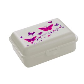 Fizzii BRO-Uno-Pink-Schmet Butterfly Lunch Box, Plastic - Pearl White, 18 x 13 x 7 Cm