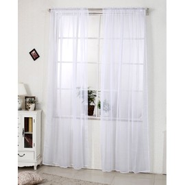 Woltu #307-2 Set of 2 Transparent Curtains with 50 mm Ruffle Tape,Net Curtain, Double Pack Window Curtain Decorative Voile Scarf for Living Room Bedroom Children's Room