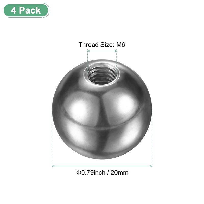M METERXITY 4Pcs Threaded Ball Nut Knobs, M6x20mm 304 Stainless