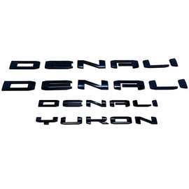 Door Rear Letters Emblem Badge Replacement for 2021-2025 Denali Yukon 4pcs (Gloss Black)