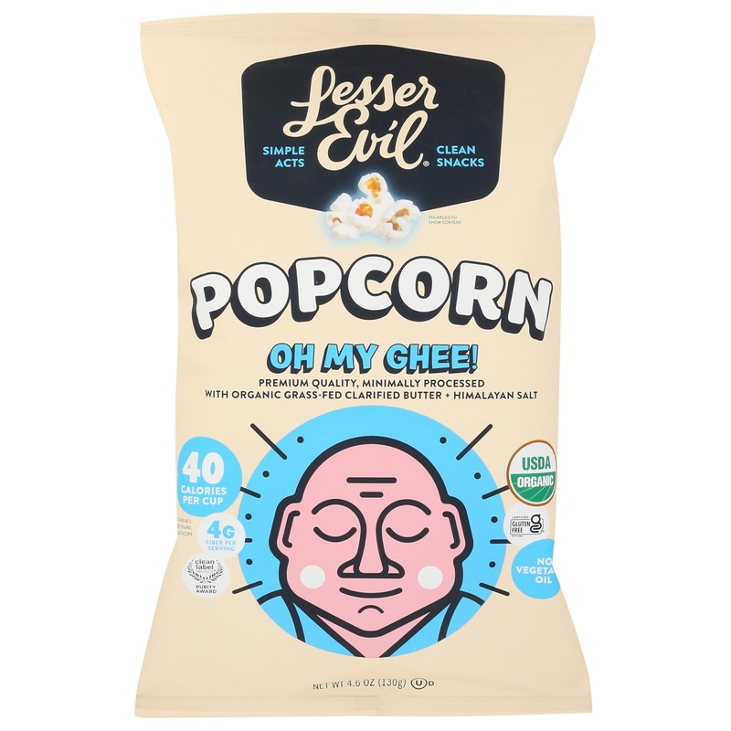 LesserEvil Oh My Ghee Organic Popcorn, 5 Oz