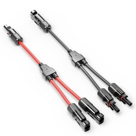 deleyCON Solar Y Cable 2/1 Adapter 4 mm² - Y Plug Adapter PV4 / T-Adapter IP68 1500 V - (M/FF, F/MM) - For Solar System, Solar Panel, PV System, Photovoltaic, PV Plug (30 cm)