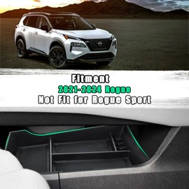 Neepiar Lower Center Console Organizer Compatible with Nissan Rogue 2021 2022 2023 2024 Interior Storage Box Insert Tray Secondary Accessories