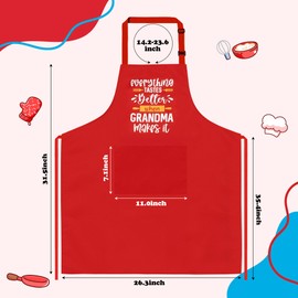 BeYumi Funny Cooking Aprons for Grandma Kitchen Cooking Baking Aprons for Grandmas Adjustable Neck Strap Chef Baking Apron with 2 Pockets for Grandmas' Birthday Housewarming Christmas New Year Gift