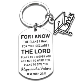 2025 Graduation Gifts Keychains for Her Him Class of 2025 Seniors College High School Medical Student Nurse Graduate Masters Grad Daughter Son Inspirational Bible Verse Women Men Friend Teen Girl Boy
