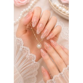 Ether Peach Handmade Nail Tips - Oval XL / 에테르 피치 수제네일팁 - 오벌XL