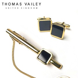 Thomas Bailey Tie Clip/Cufflinks Set - Flat Gold