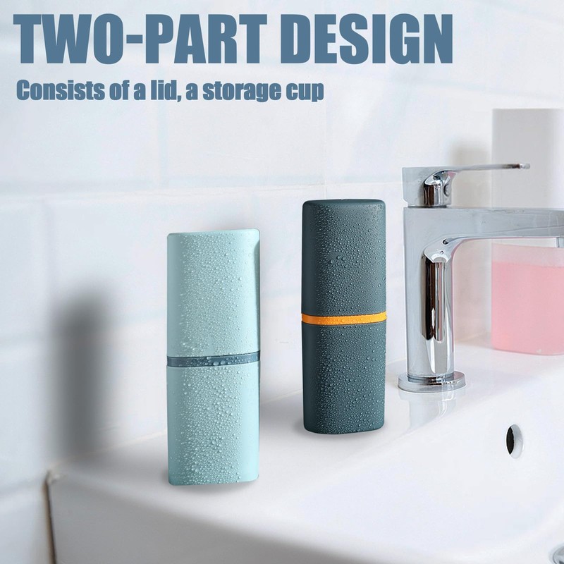 Huakaile 2 Pack Travel Toothbrush Holder, Portable Toothbrush Cup with