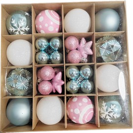 Christmas decoration set, 42 pieces, pink and blue, various designs, Christmas tree ornaments, Christmas wedding party, holiday home decoration