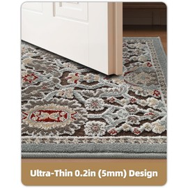 Color&Geometry Flower Design Indoor Door Mat with Non Slip Rubber Backed Dirt Trapper, 26"x45", Thin Front Door Mat, Dirt Resist, Low Profile Easy Clean Entry Mats for Entryway, Entrance, Hallway