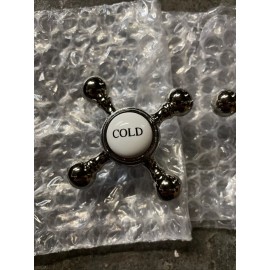 Signature Hardware  NEW SIGNATURE HARDWARE Metal & Porcelain Cross Handles Polished Nickel
