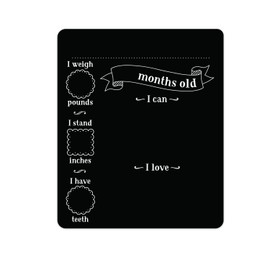 Monthly Baby Stats and Milestones Sign/Months Old Reusable Plastic Board / 10" x 12" Gender Neutral Black Photo Prop