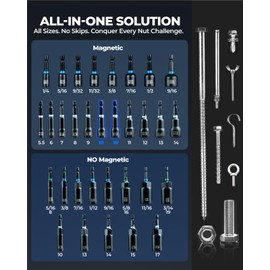 toolant Impact Magnetic Nut Driver Set, 38pcs Impact Driver Bit Set, Deep Nut Driver Set, Impact Socket Adapters, Wing Nut Driver, Bit Extension, 1/4'' Quick Change