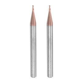 uxcell 2pcs Ball Nose End Mills CNC Router Bits, 0.5mm (5/256") Radius Solid Carbide TiSin Coated 2 Flutes HRC55 1mm (5/128") Diameter 4mm (5/32") Shank Cutter Milling Tools