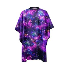 WIRESTER Fashionable Hair Cutting Barber Cape for Men Women, Waterproof Haircut Apron with Adjustable Snap Closure (65 x 55 Inches) - Purple Nebula Galaxy