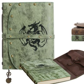 ACTIONDRAKE DND Notebook Journal for Men and Women, 288 Page Hardcover pu Leather Journal, Dragon A5 Notebook for RPG and DM Character Notebook for DND Gift or Accessory, Handbook or Grimoire.