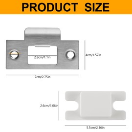 Lotsdonxia Stainless Steel Door Latch Strike Plate – 7 X 4.03cm Durable Lock Plate Scratch-Resistant for Door Frame Door Jamb Secure Locking Systems (Silver)