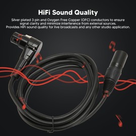 Microphone Cable XLR Male to 90 Degree Female Lossless Signal Stable Connection for Microphones, Stage Lights, DMX Lights, Mixers - HiFi Sound