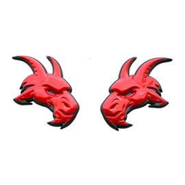 Pair Custom Head Emblems 3D Badges Replacement for TRX Ram 1500 Fender Badge Hellcat (Red)