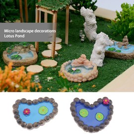 EMSea Pack of 5 Dollhouse Ponds Miniature Landscape Resin Fairy Garden Pond Ornaments Aquarium Decoration Accessories for Dollhouse Garden Decoration