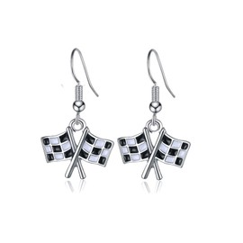 Coadipress Race Charm Earring for Women - Creative Black White Checkered Flag Dangle Drop Earrings - Race Day Gift for Racers & Fans